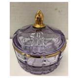 Lavender Glass Dish w Lid