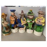 5cnt figurine decanters - empty / no alcohol