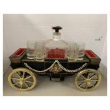 Vntg musical carriage decanter set - empty / no