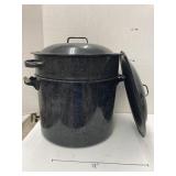 Enameled double boiler/canning pots  (2 lids)