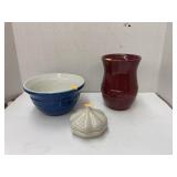 Longaberger bowl, vase, & trinket holder