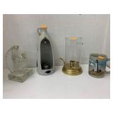 Glass Bird Bookends, 2 Candlestick holders, Mug