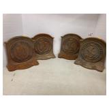 4 Cast Iron Bookends Doorstops, IU & Warsaw