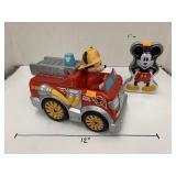 Mickey Mouse Firetruck toy and tin