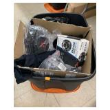 Tote of badge holders, shirts, misc  - no shipping