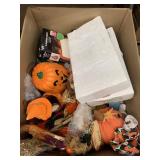 Box of Halloween decor