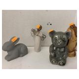 Wood Praying Hands, Bunny, Willow Tree, Bank Bear