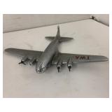 Vntg Metal TWA Desktop Passenger Plane, Heavy