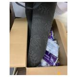 Box of Halloween items, rug
