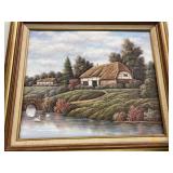 Framed cottage wall hanging (28 x 32 in)