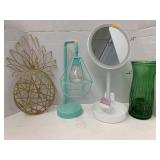 4 Misc lot, Metal pineapple, Fairy light Lamp,