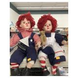 Porcelain Raggedy Ann& Andy (missing shoe & sock)