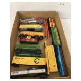 Assorted train engines and cars
