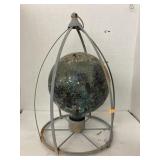 Mosaic glass gazing ball in metal hanger