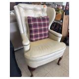 Leather Wingback Armchair w/ Pillow
