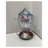 Hand blown hummingbird feeder