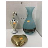 Vases & brass heart paper weight