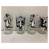 4 Vntg Glasses, Pepe, Sylvester