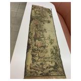 Vntg Table Runner, Jacquard Loom Tapestry, Stains