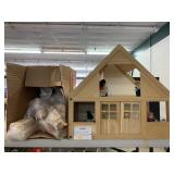 Wooden Doll House w 20 Plus Furnishings, 22.5 H x