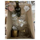 Box of Glassware, Lucite, Chicken waterer Chipped
