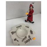 Fire Dept. ash Tray & Porcelain Fireman Clown