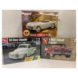 3 Wrapped Model Kits, Corvette, Edsel pacer,