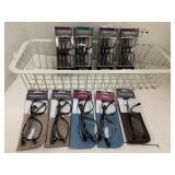 Reading Glasses, plus 1.25 and 1.75, and basket