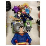 Superman bank, clown hangers, etc