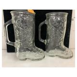 2 Glass Boot Mugs