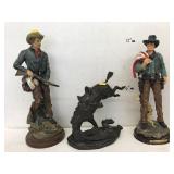 3 Cowboy Figures , Horse Tail Broke