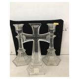 2 Crystal Candle Sticks and Cross
