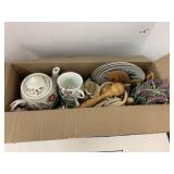 Misc Box, Tea Pot, Bird Plates, cups