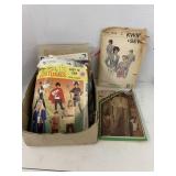 Bag of Workbasket and Box of Vintage Patterns,