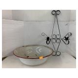 Vntg Metal Bowl and Wall Candle Holder