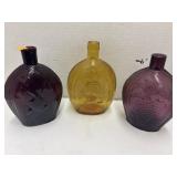 3 Vintage Embossed Glass Bottles