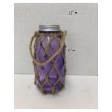 Purple Mason jar w/macramï¿½ hanger
