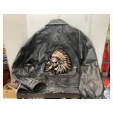 Leather jacket w/skull on back (XL)
