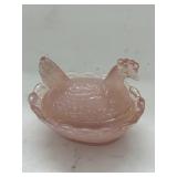 Vintage Pink Opalescent Mini Hen On Nest