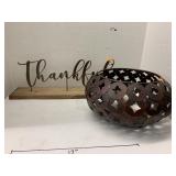 Metal Votive Candle Holder and Metal Sign