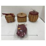 Longaberger baskets w/wooden lids & liners