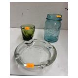 Green Shot Glass, Ball Jar, Ashtray