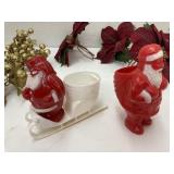 Christmas napkin rings & Vntg Santa containers