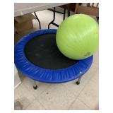 Small trampoline and exercise ball