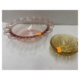 Vintage Hocking Pink Glass Serving Bowl &