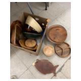 Wooden bowls and fish tray