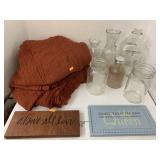 4 Table Runners, Gauze, Bottles, Signs