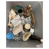 Tote of figurines and decor