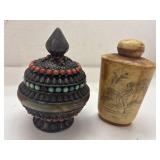 Ornate Asian lidded Vessel/ Trinket Storage &