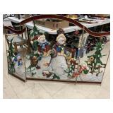 Metal snowman fireplace cover, needs repaired